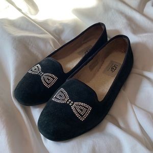 Ugg Swarovski Suede Bow Loafers